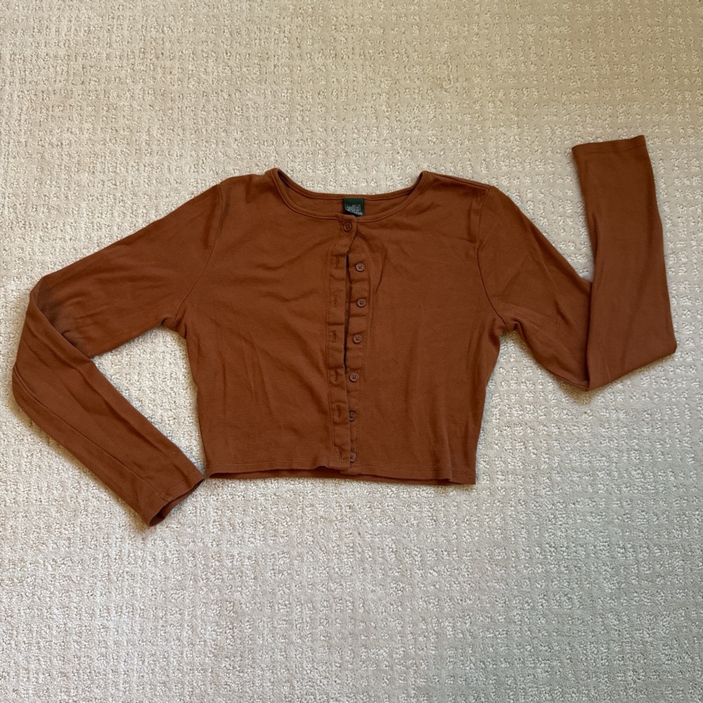 Wild Fable Rust Long Sleeve Button Up Top